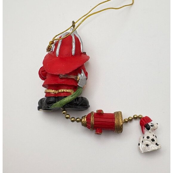 Vintage Firefighter Santa Claus Christmas Tree Ornament Dalmatian Fire Hydrant - Picture 2 of 7